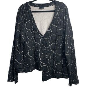 Lisa Bayne NWOT Art to Wear Lagenlook 1 Button Cardigan Asymmetrical Hem Sz XL